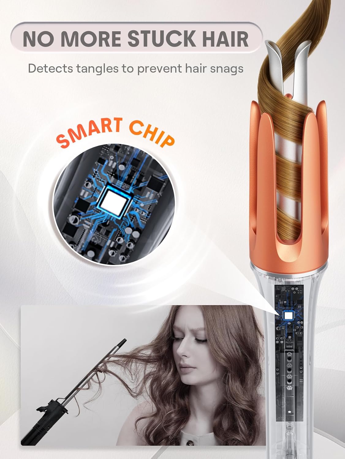 Hair straightener with smart chip technology on a white background