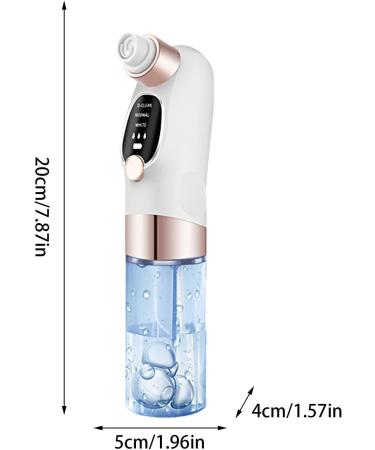A blackhead removal device  dimensions indicated on a white background