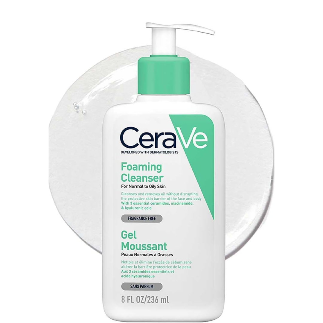 CeraVe Foaming Cleanser bottle on a white background