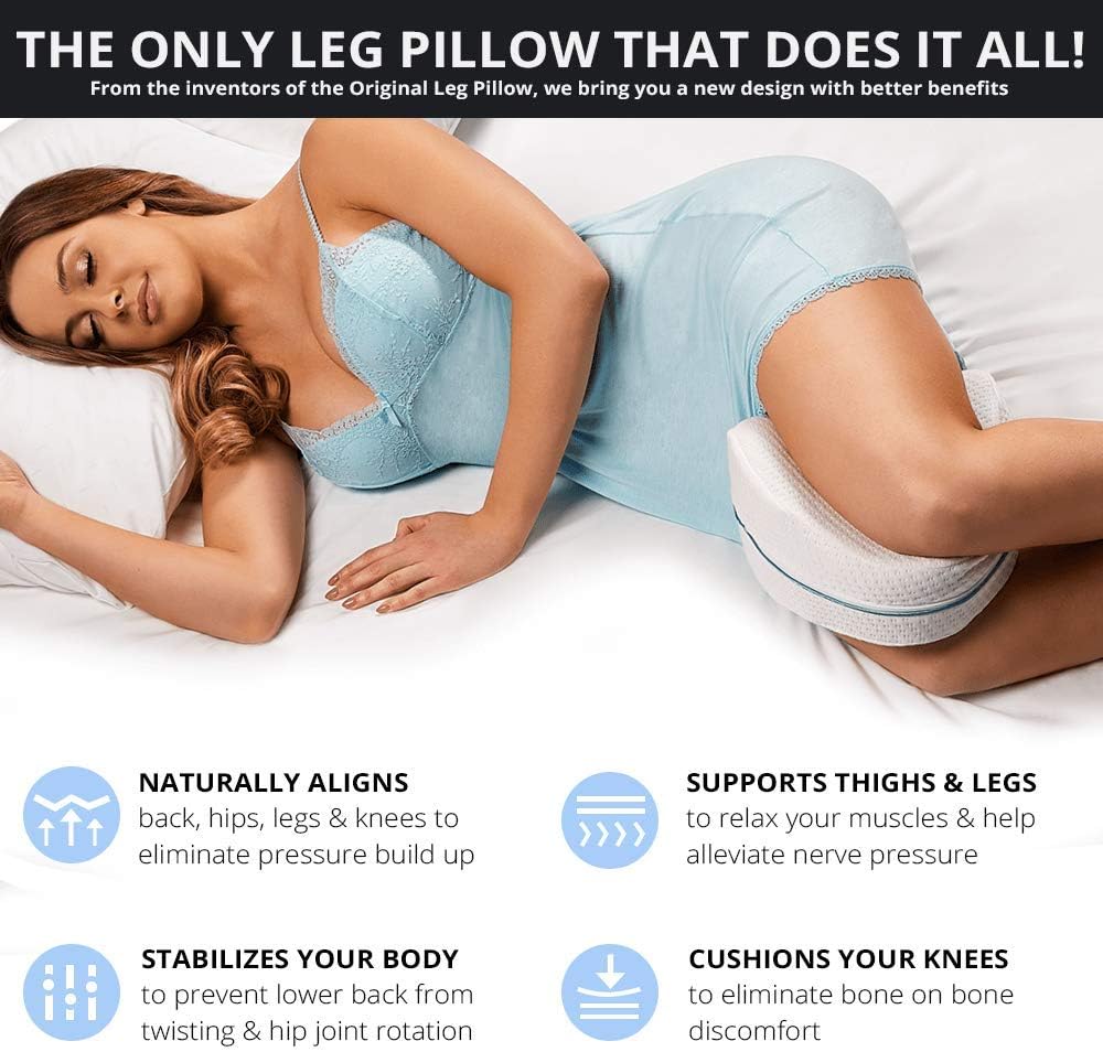 Leg & Knee Foam Support Pillow- Soothing Pain Relief for Sciatica, Back, Hips, Knees, Joints - Safaa