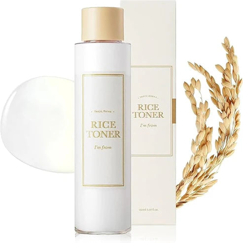 Rice Toner bottle with a gold cap